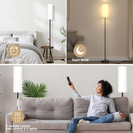 Floor lamp in the living room bedroom with remote control (white)