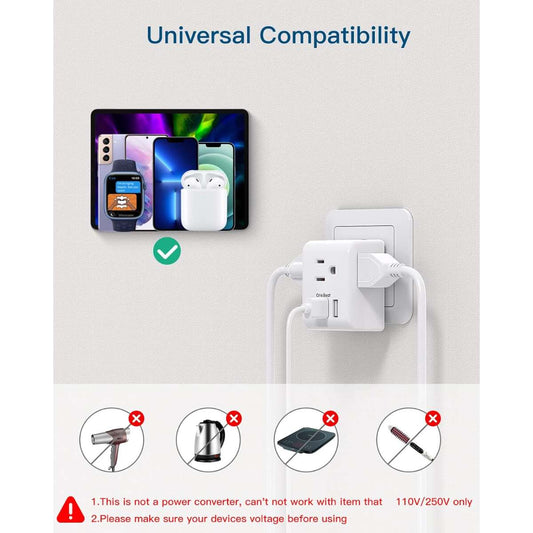 2-pack European travel plug adapter