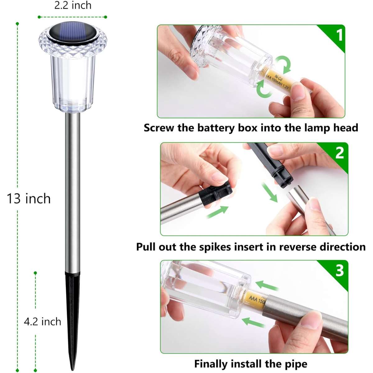 Solar Path Light 10 Pack Solar Outdoor Light, (Cool White)