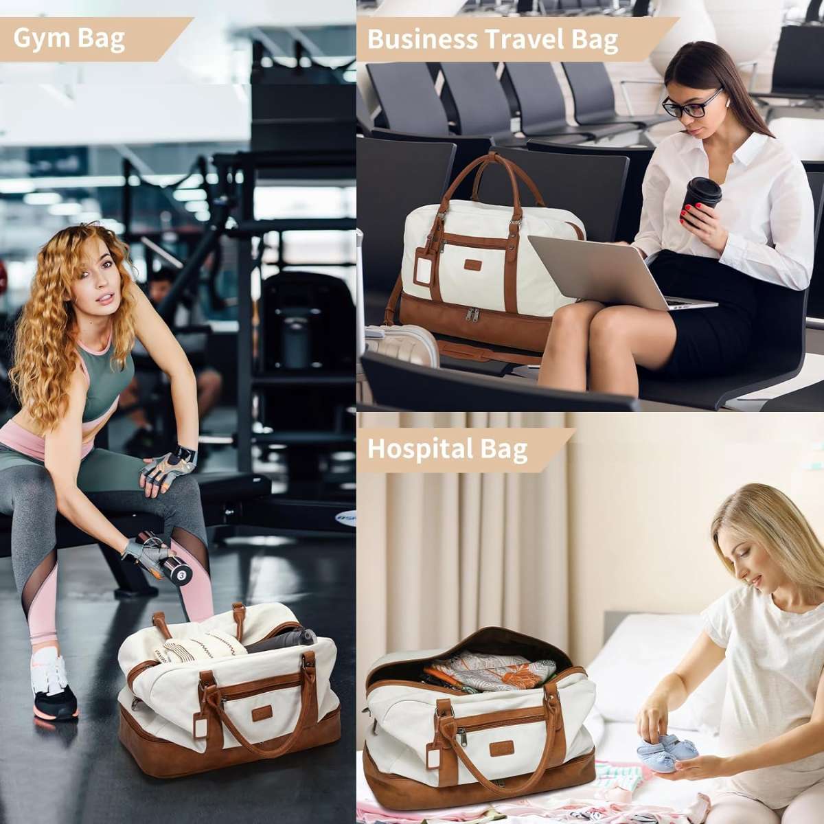 Wogarl 4PCS Women's Weekend Bag Large Bag