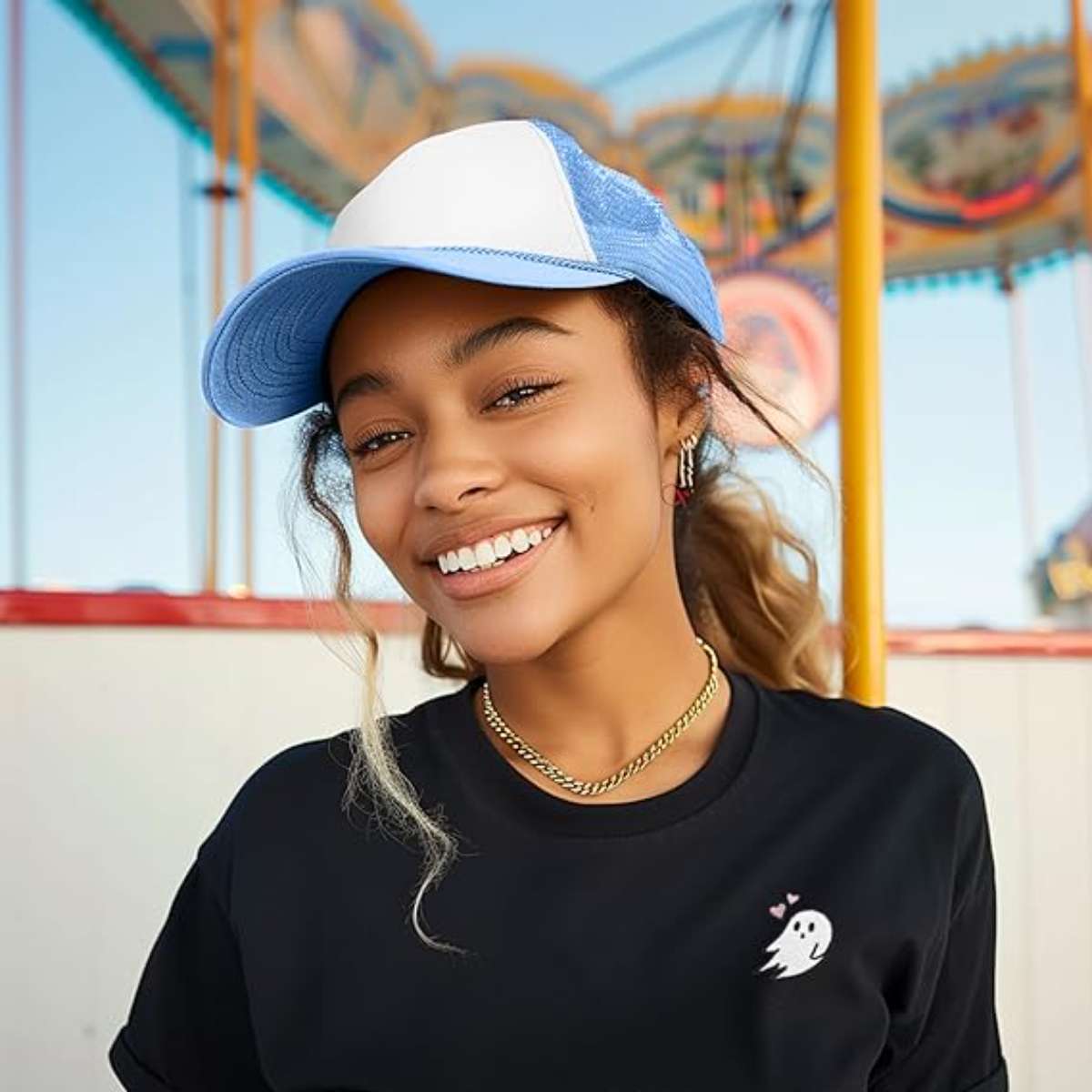 Dalix two-tone trucker hat summer mesh cap