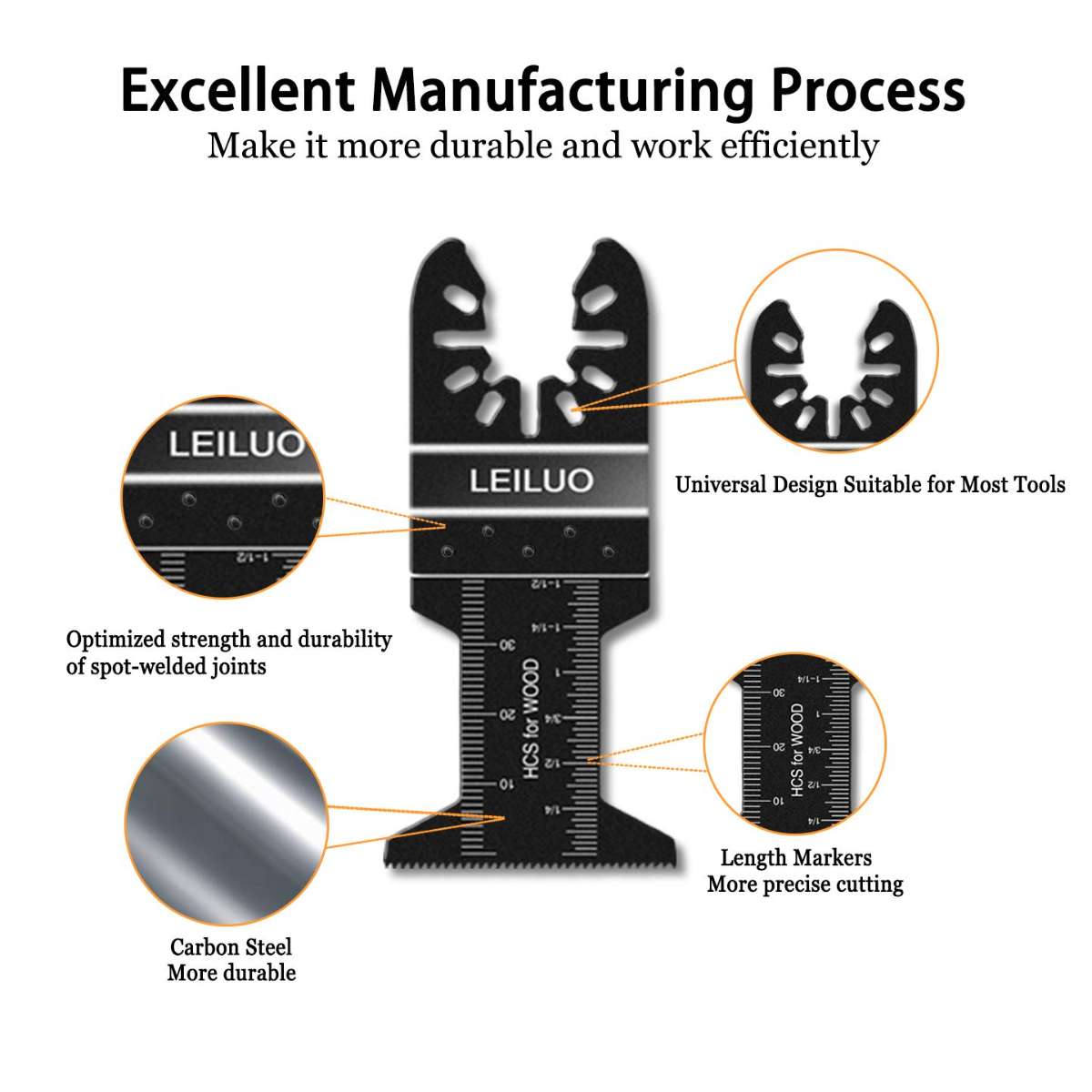 Oscillating tool blades LEILUO 50 Pack Wooden multi-purpose blades