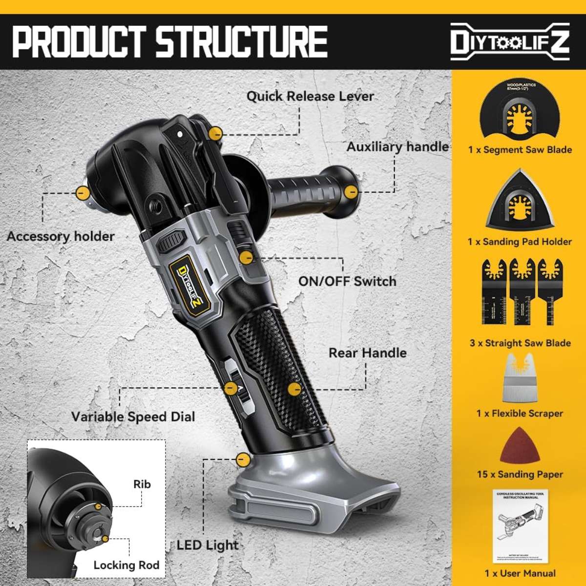 Cordless swinging tool for Dewalt 20V battery (battery not included)