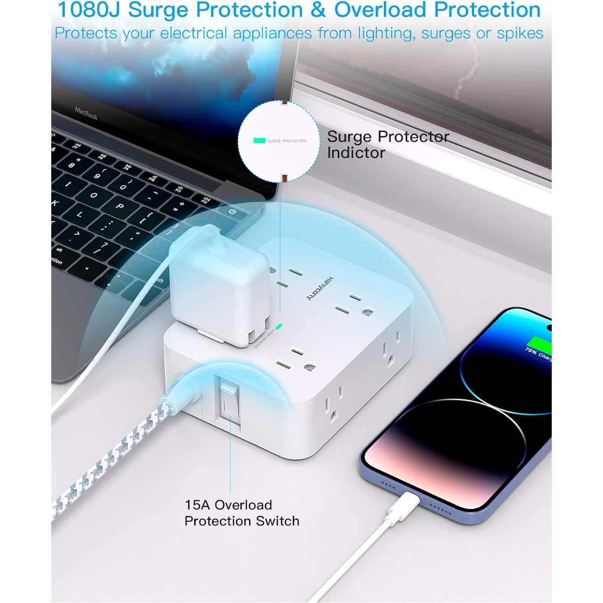 Surge Protector Power Strip - 8 outlets