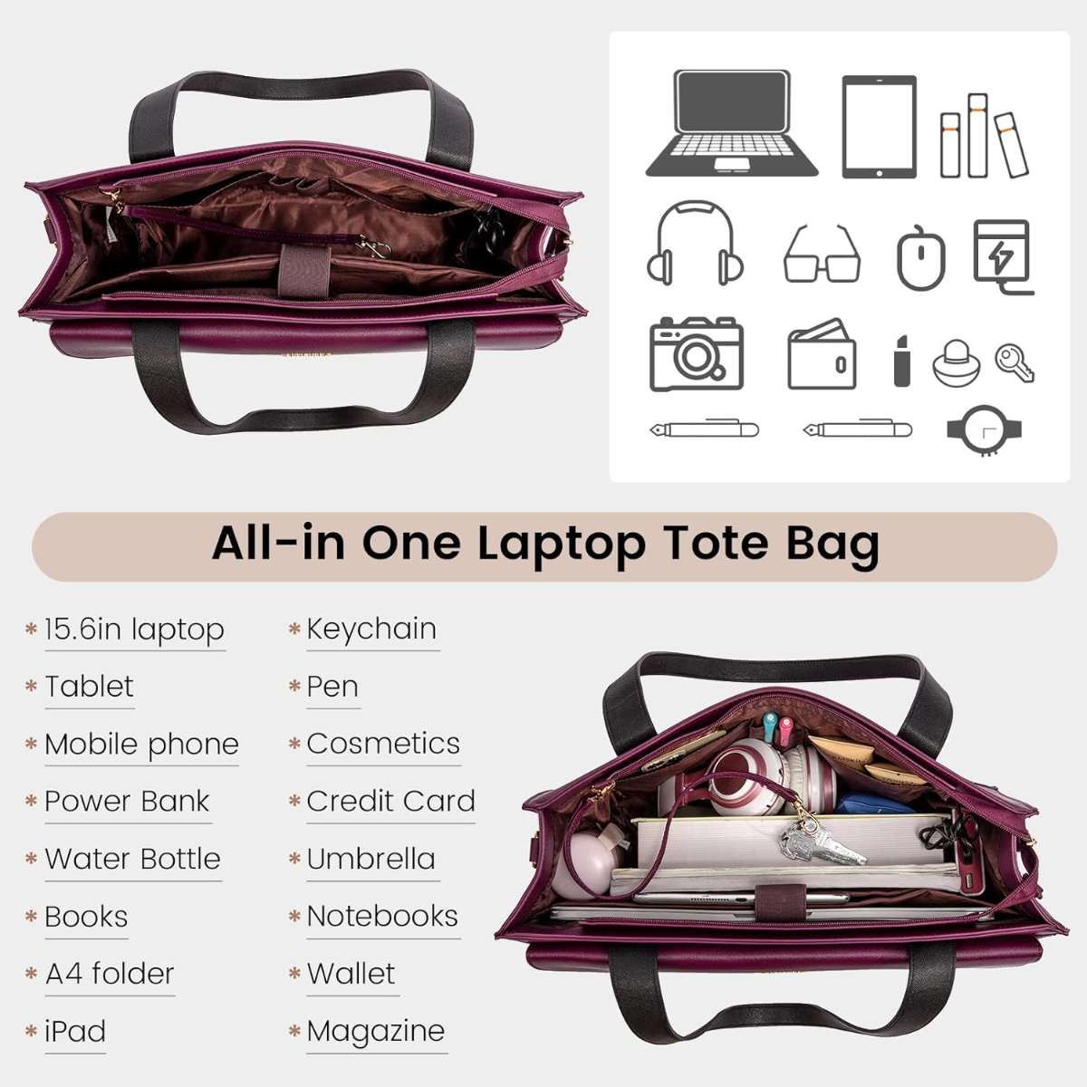 LOVEVOOK Women's Laptop Bag 15.6 inches