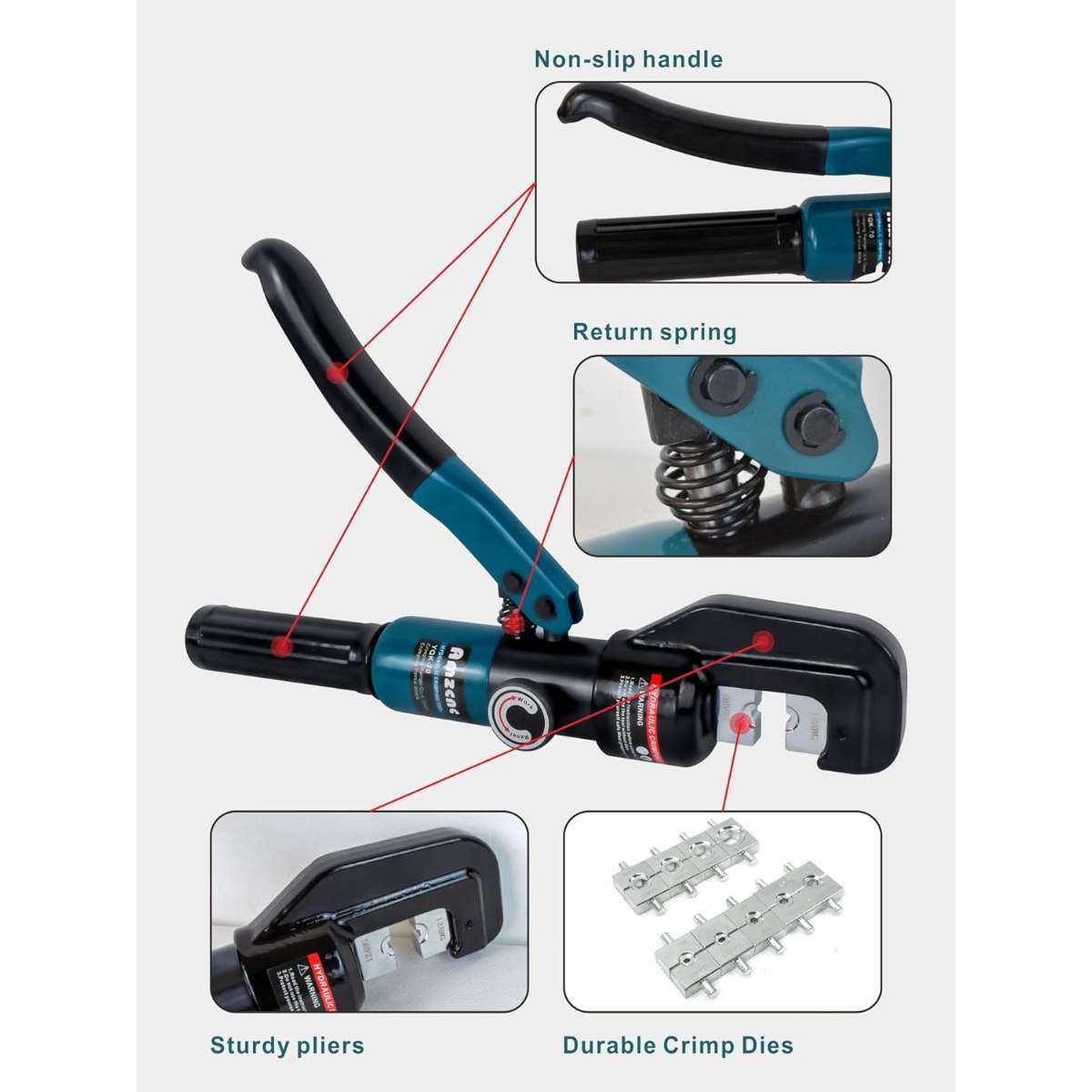 AMZCNC Hand Hydraulic Crimping Tool Series 12 AWG-2/0 AWG
