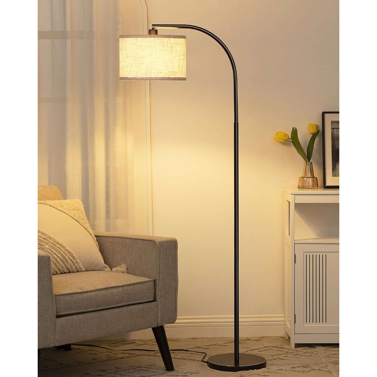 Dwin Wells Black Arched Floor Lamp
