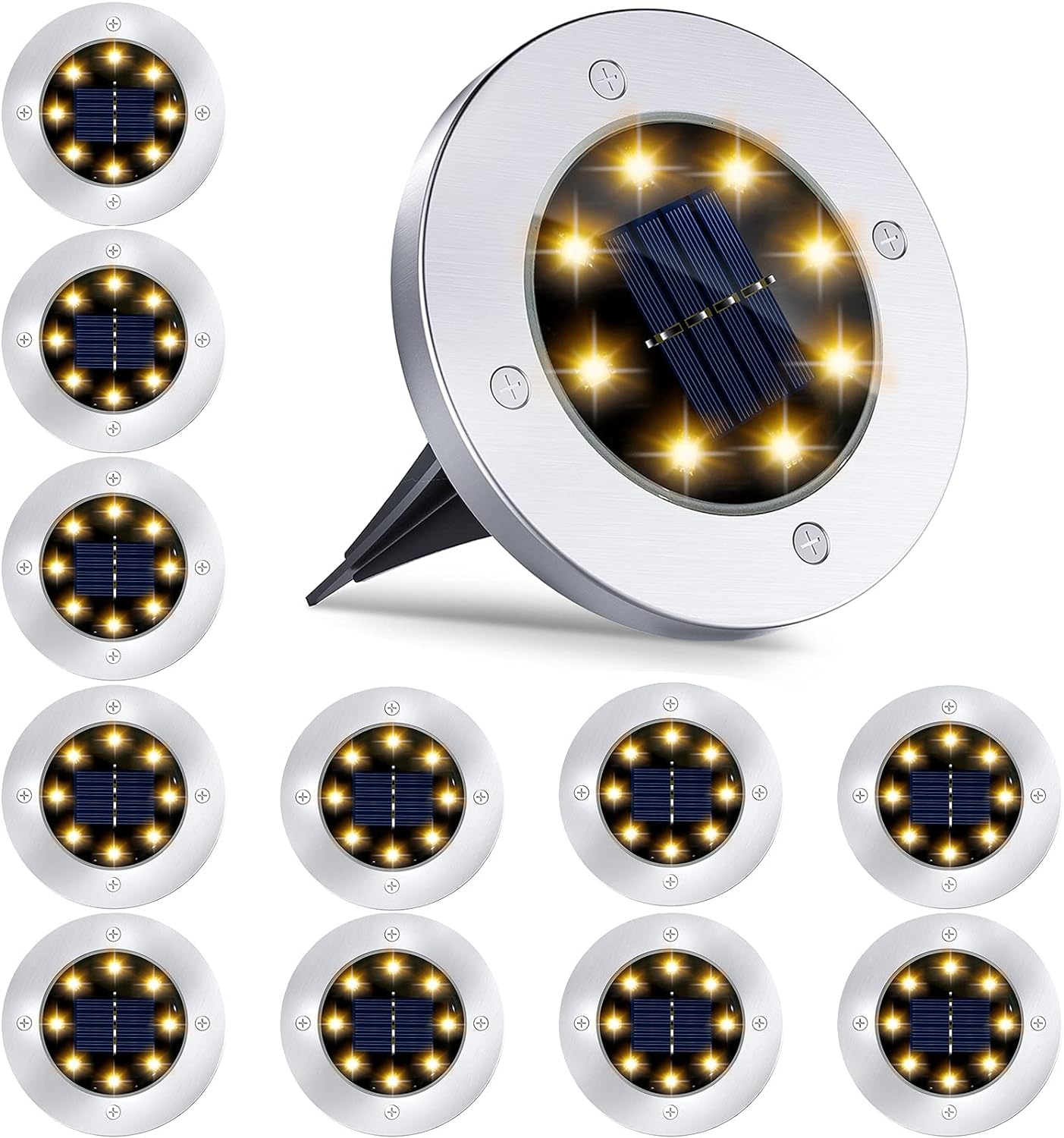 12-Pack 8LED Solar Garden Lights (Warm White) (12-Pack)