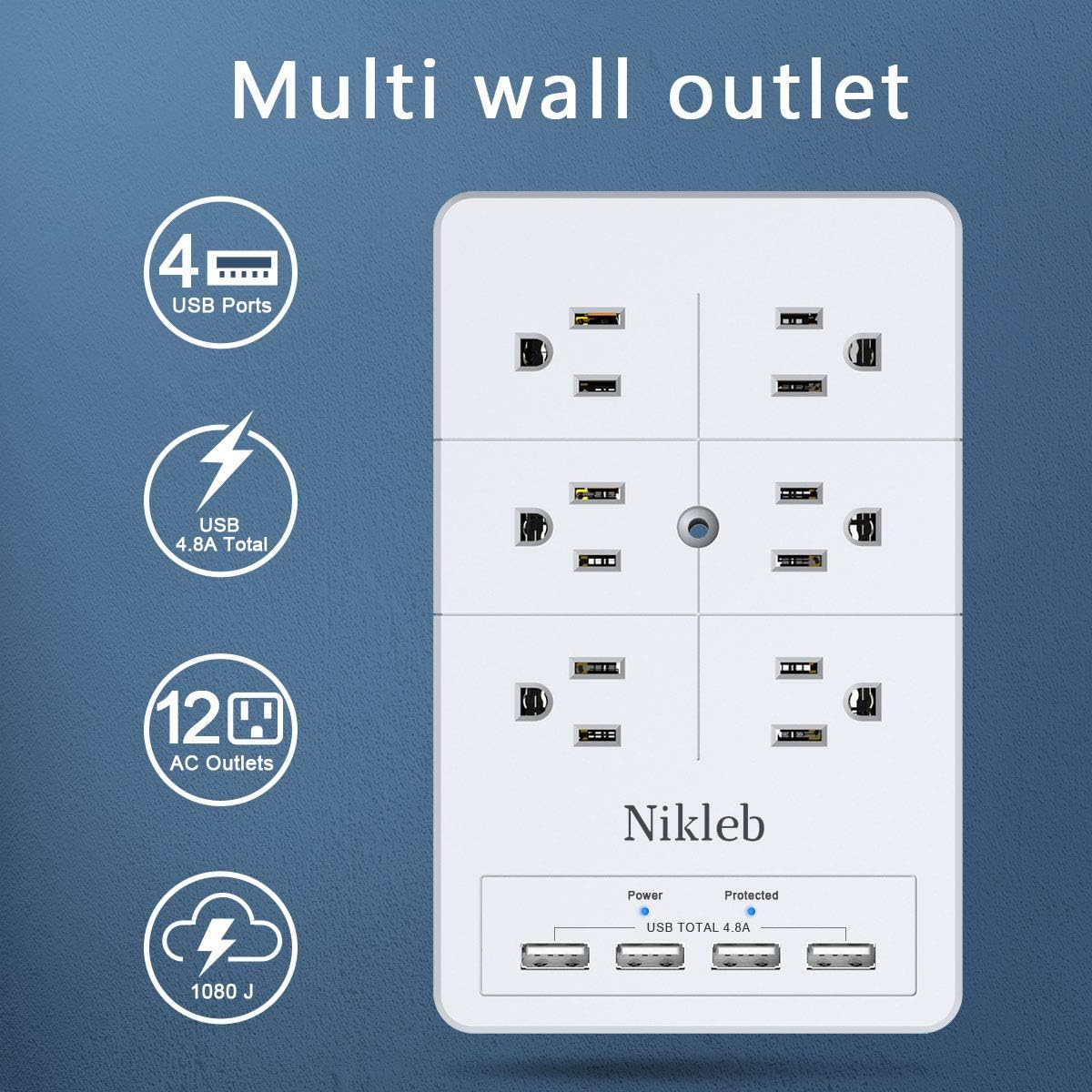 Multi-Plug Socket Surge Protector Nikleb
