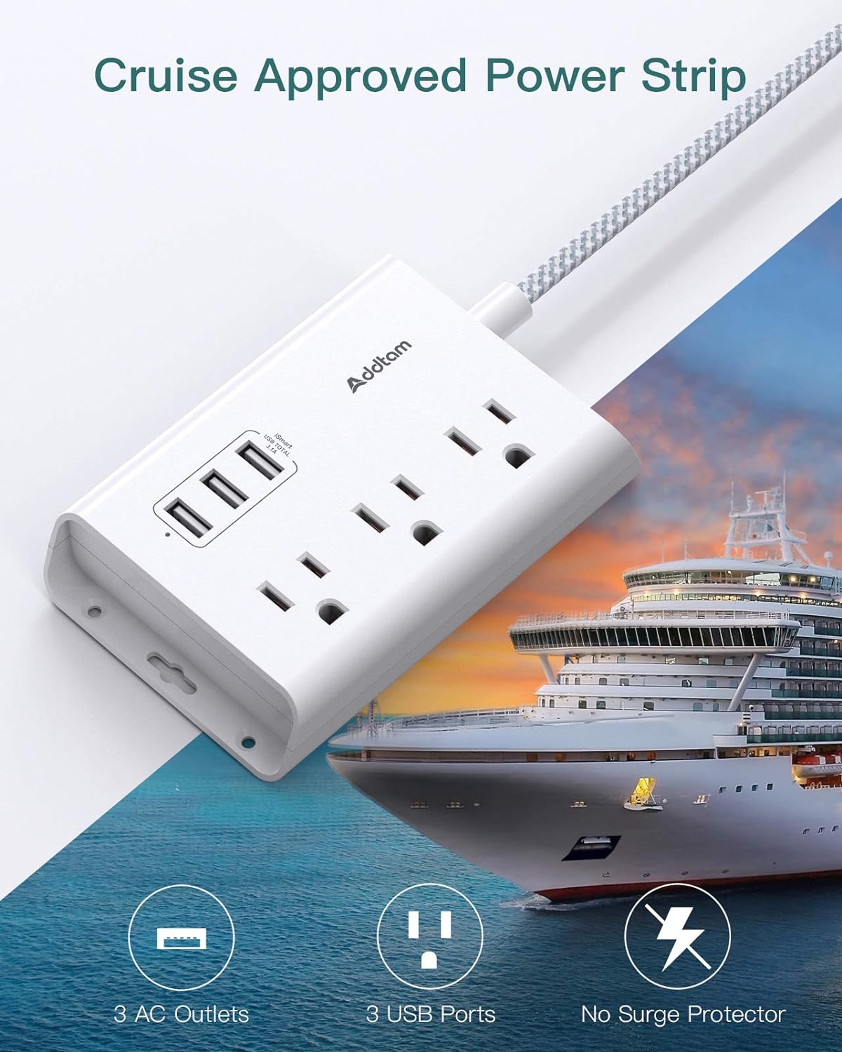 Power strip with USB, Addtam ETL certificate