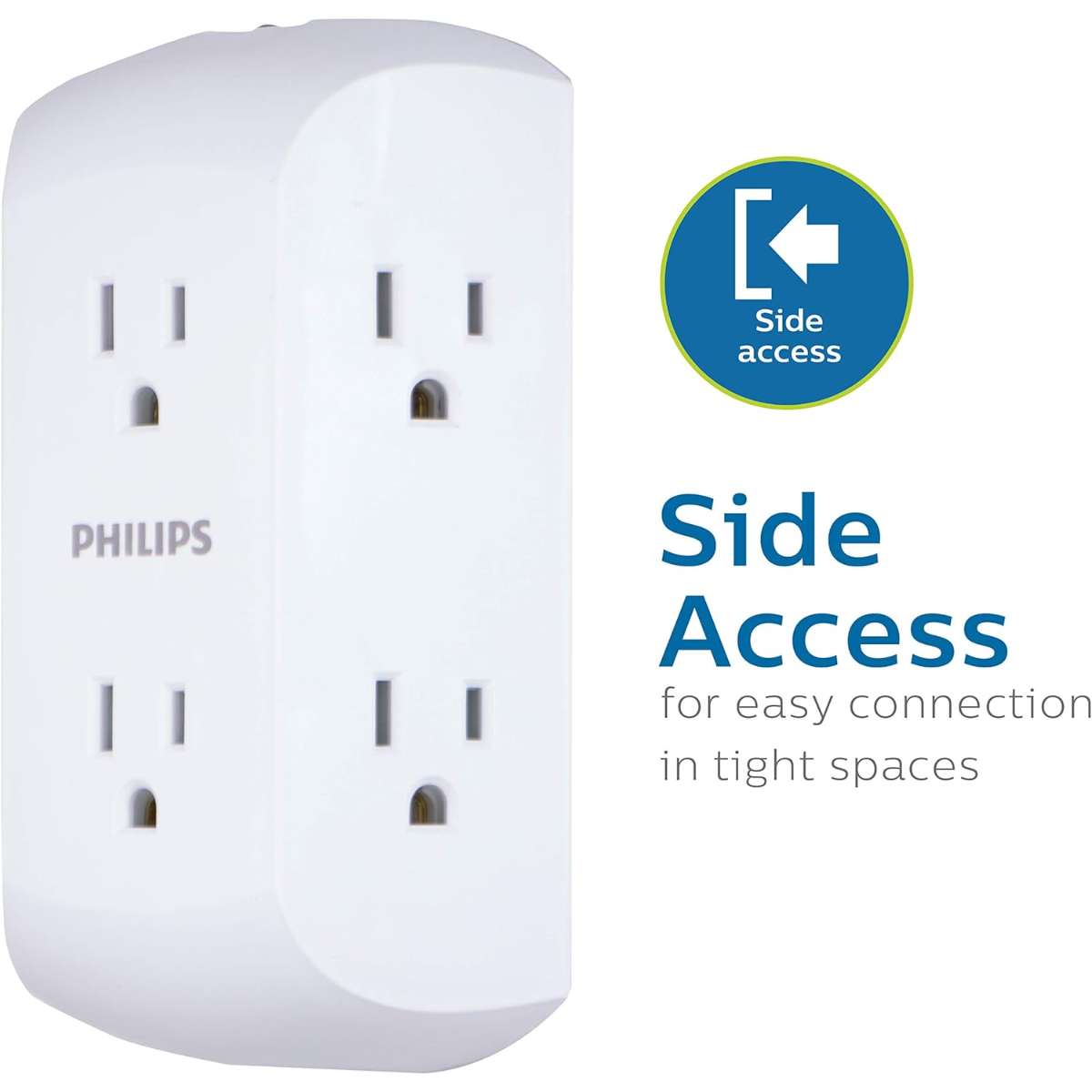 Philips 6 Socket Extender, Ground Wall Tap, White, SPS1460WA/37