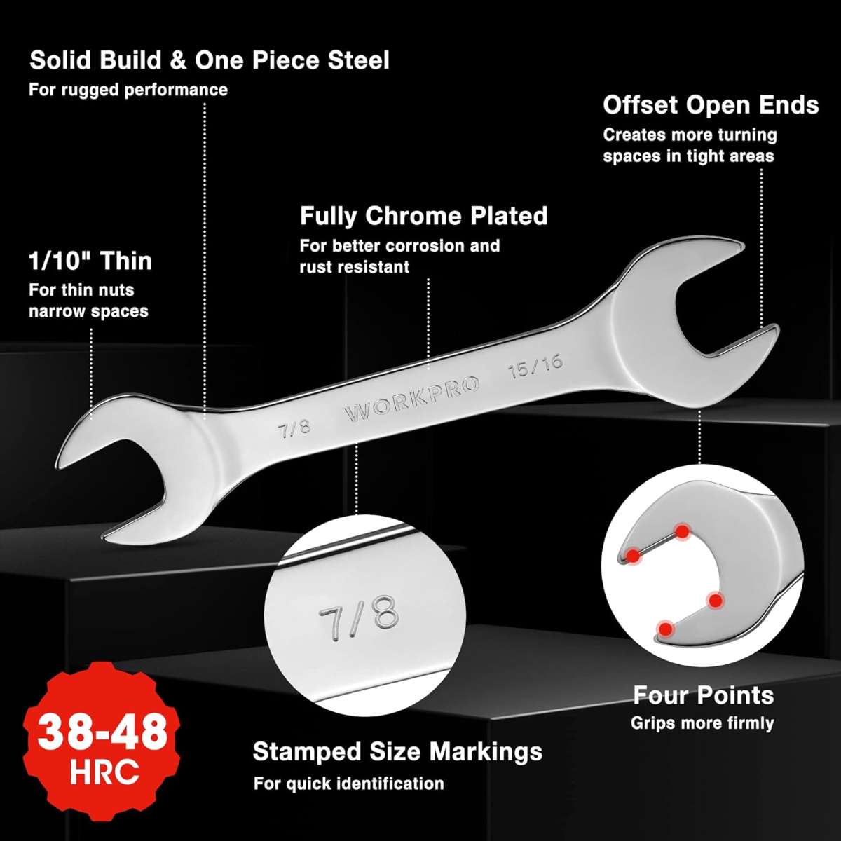 Walker Procet Slim Open End Wrench Roll-Up Kit