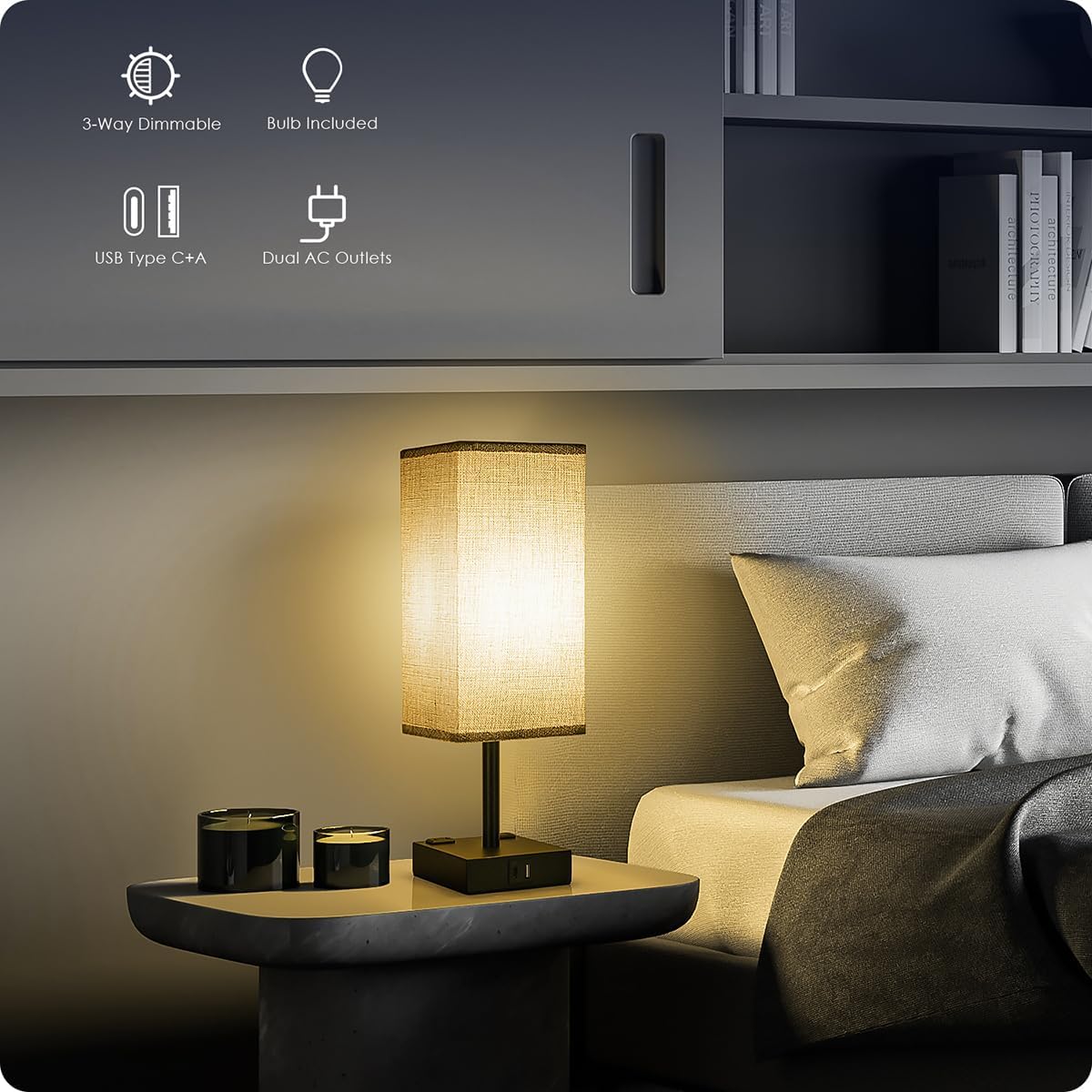 Bedside lamp 2-piece set (bulb included)