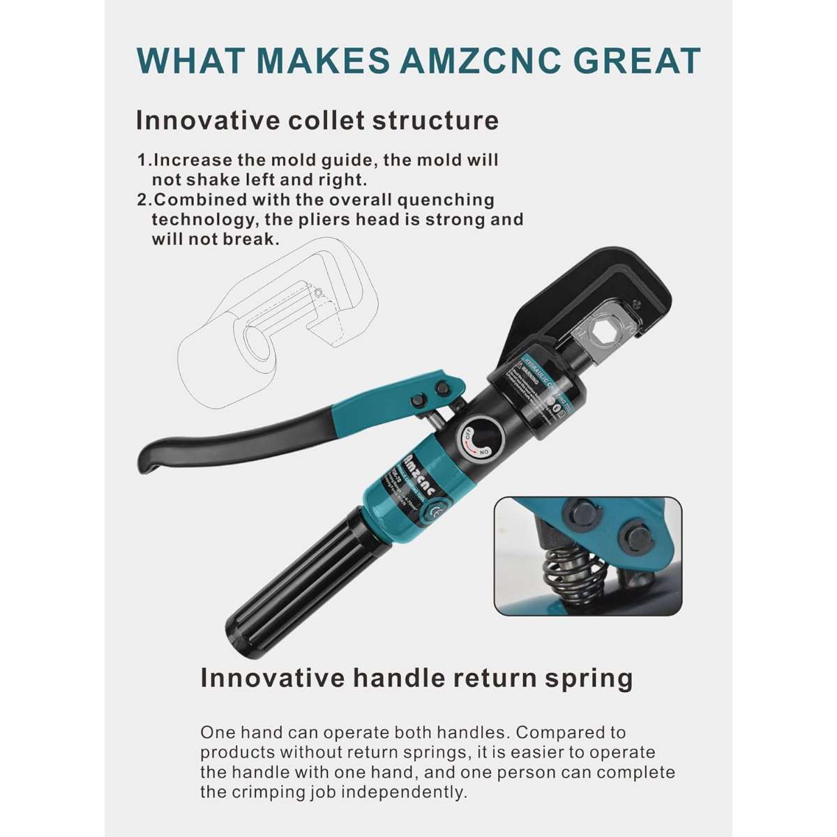AMZCNC Hand Hydraulic Crimping Tool Series 12 AWG-2/0 AWG
