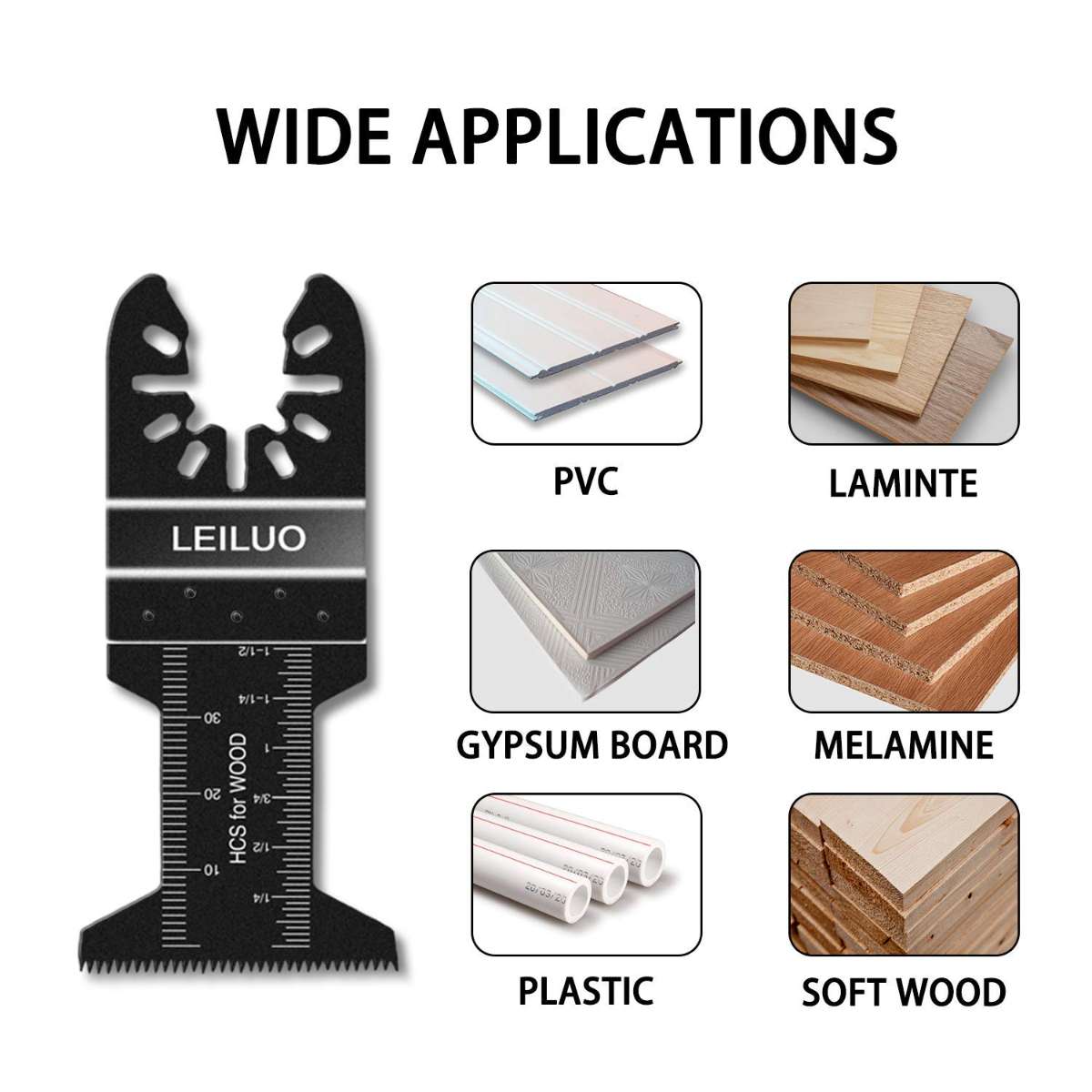 Oscillating tool blades LEILUO 50 Pack Wooden multi-purpose blades