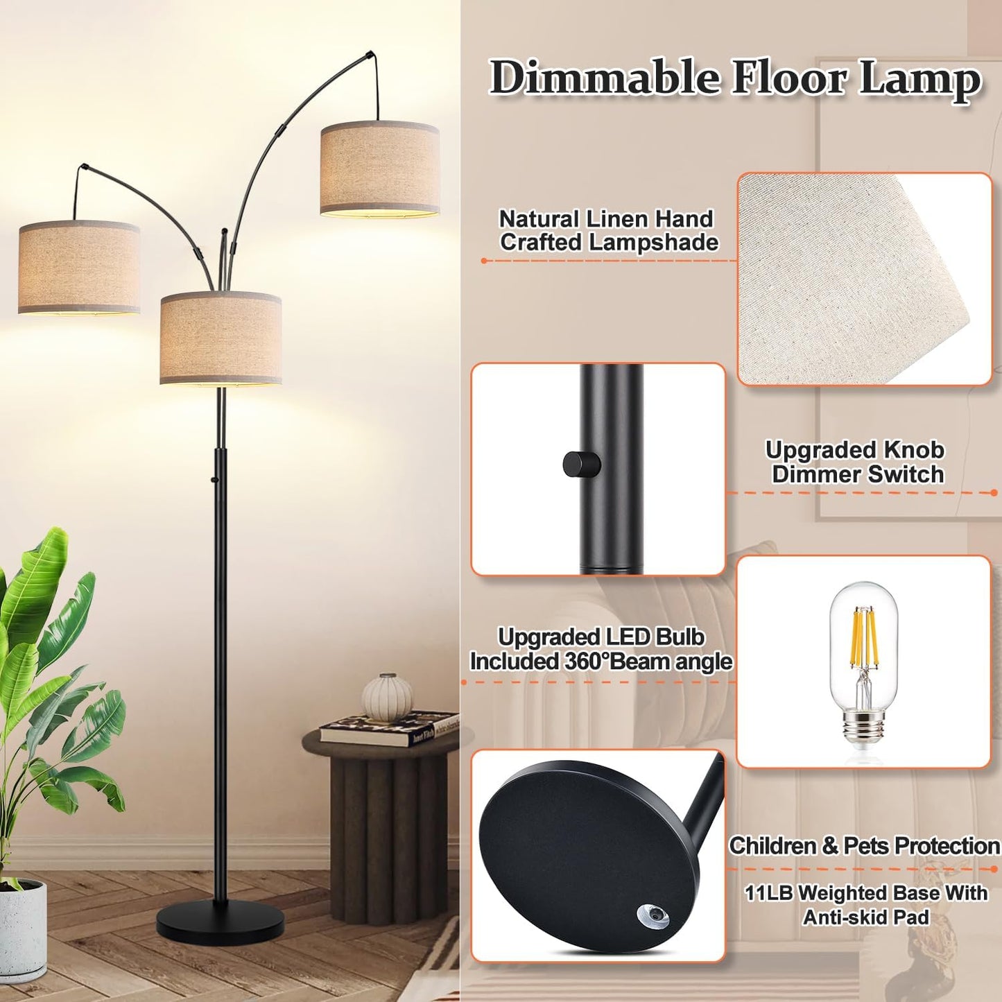 Bedroom light 2-piece set, touch bedside table lamp with USB port