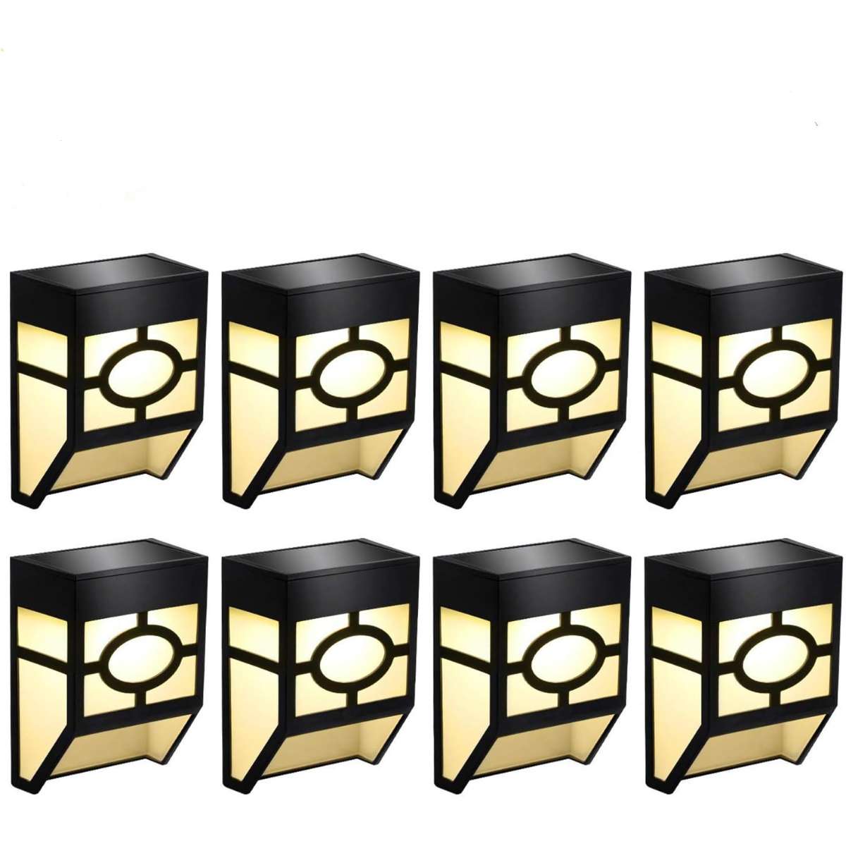 Greluna Solar Wall Lights Outdoor, 2 Modes Solar Led Waterproof Lighting for Deck, Fence, Patio, Front Door, Stair, Landscape, Yard and Driveway Path,Warm White/Color Changing,Pack of 8
