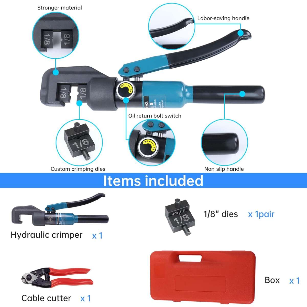 Muzata 45KN Upgrade Custom Hydraulic Hand Crimping Tool, CR09 CK12, CT1