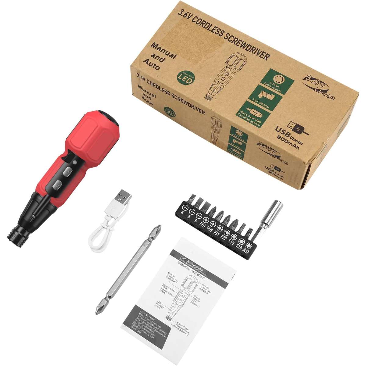 AMIR cordless screwdriver red