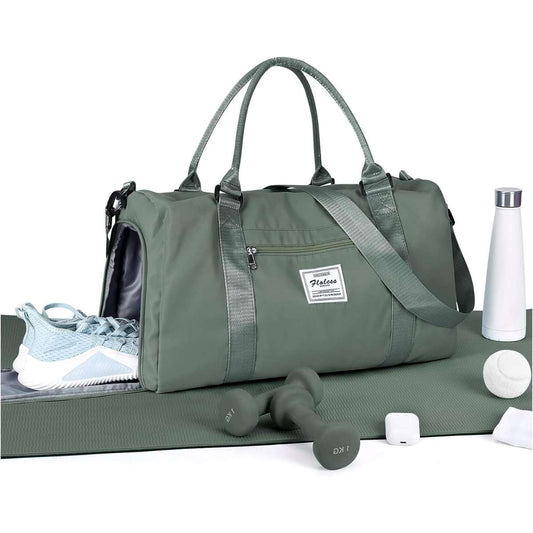 Women's men's duffle bag with shoe compartment and wet pockets