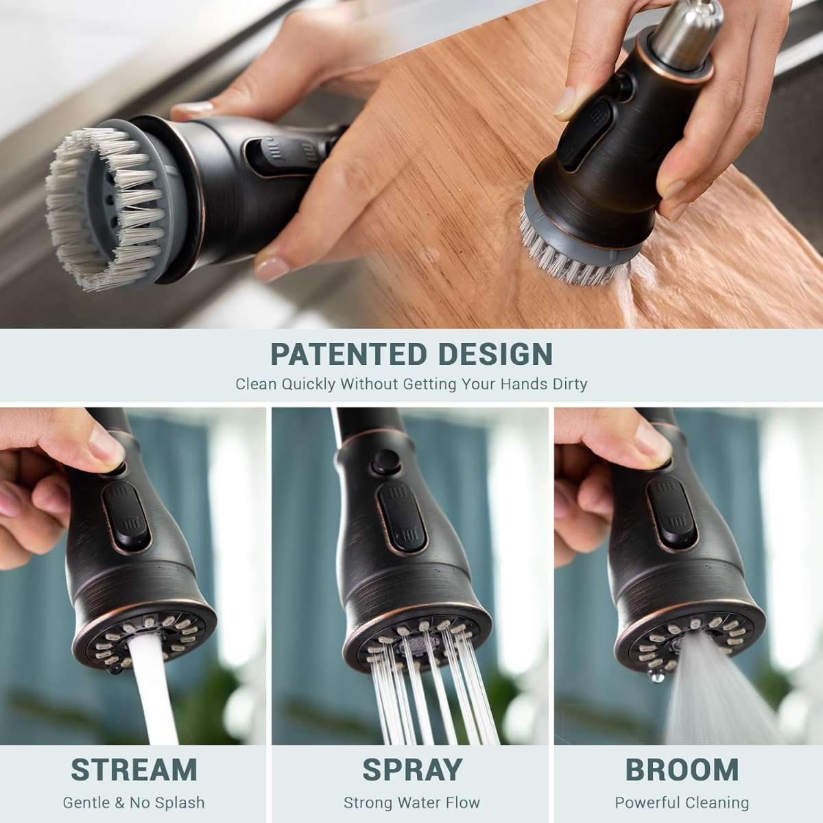 APPASO 3-HOLE KITCHEN FAUCET, ZINC ALLOY