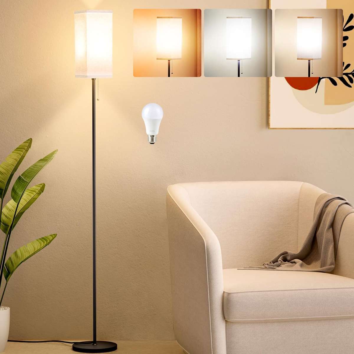 3-way dimmable touch console light, warm white living room color