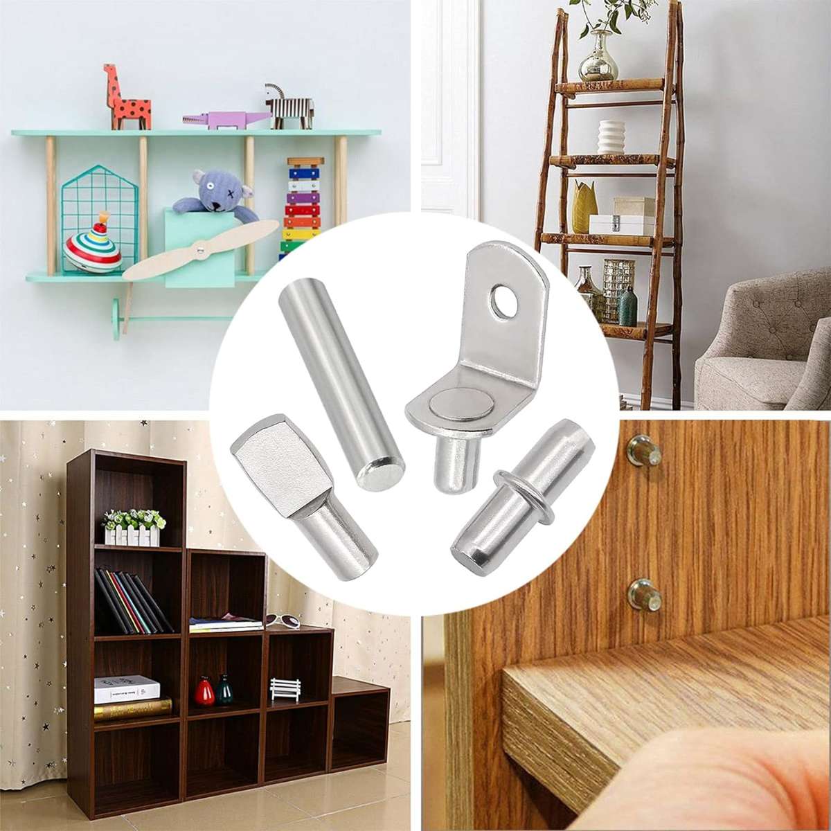 104Pcs Shelf Pin Kit (5mm&1/4 inch)