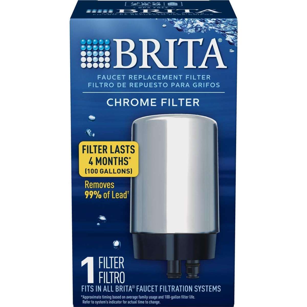 Brita tap water filter BPA Free – Chrome, 1 Count