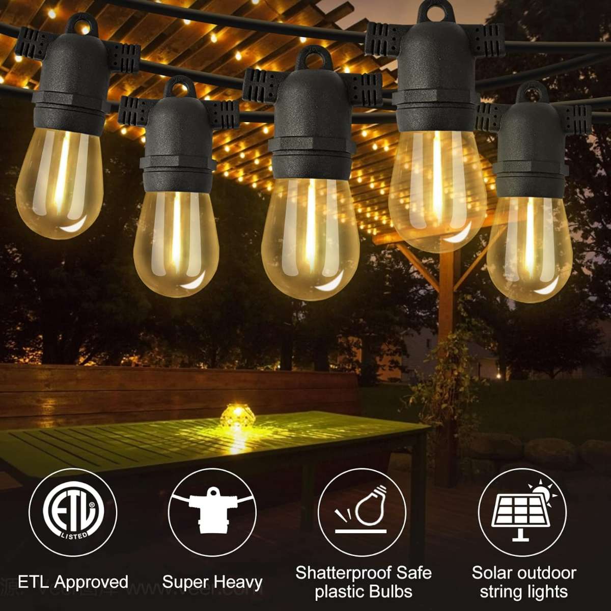 Dott Arts Solar Lights Outdoor 96ft 2-Pack Solar String Lights