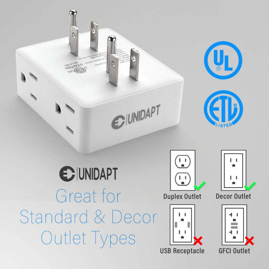 3-socket USB wall multi-plug socket splitter with 3-way splitter