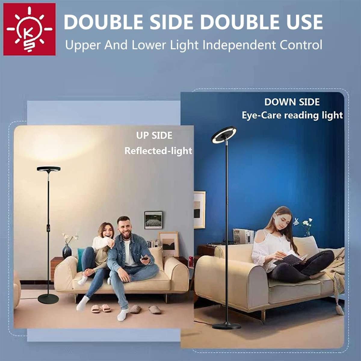 Keepsmile Dual Side Lighting LED Floor Light with Remote Smart App
