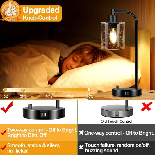 Set of 2 industrial desk lamps with 2 USB ports