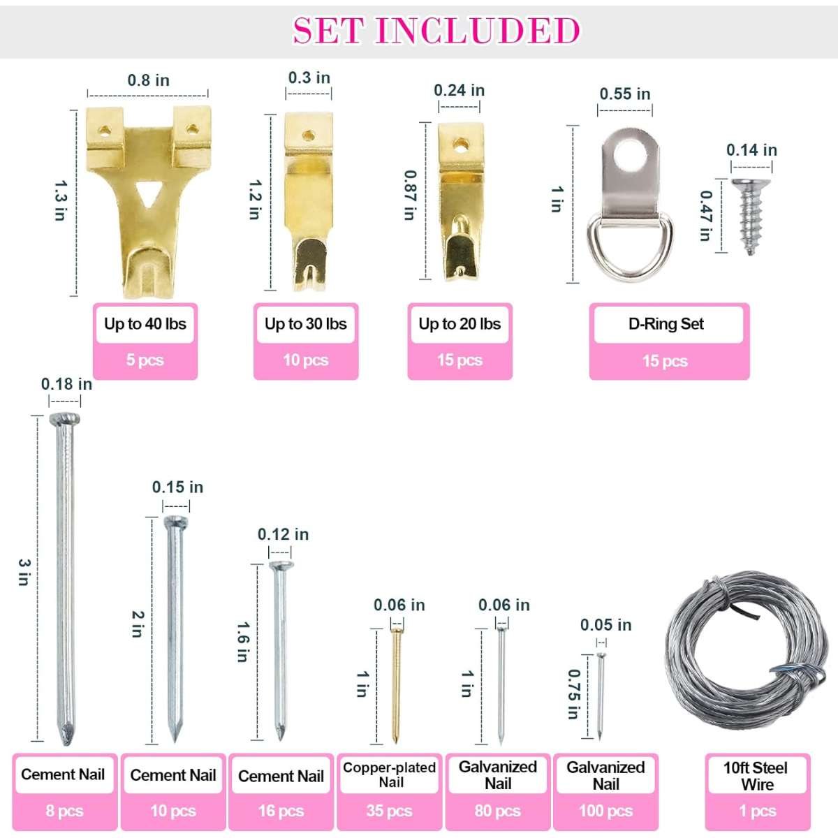 Picture hanging kit, 315 pcs