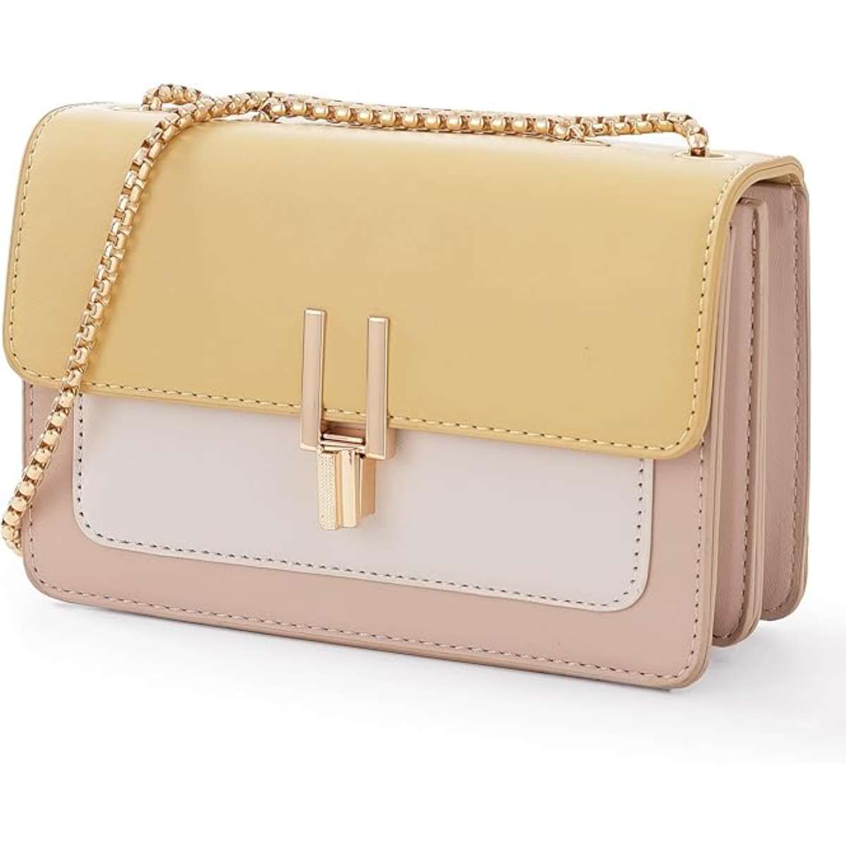 Color-blocked crossbody bag in leather for women