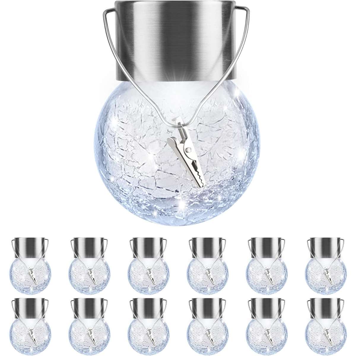 PARTPHONER 12 Pack Hanging Solar Light Outdoor, (Cool White)