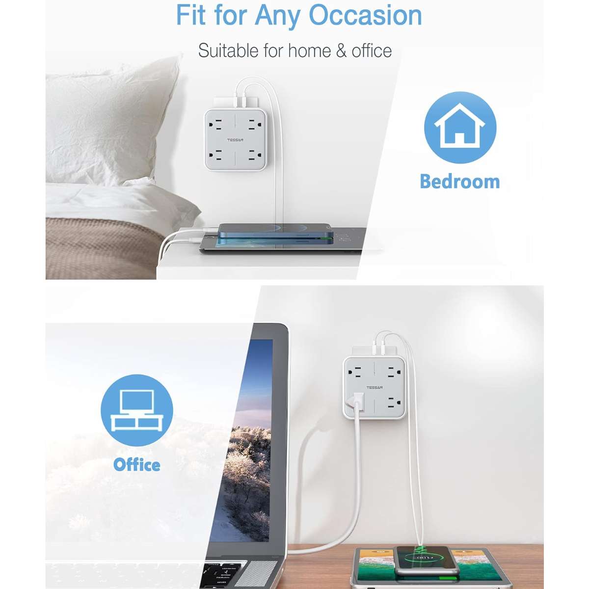 Multi-plug socket extender with USB