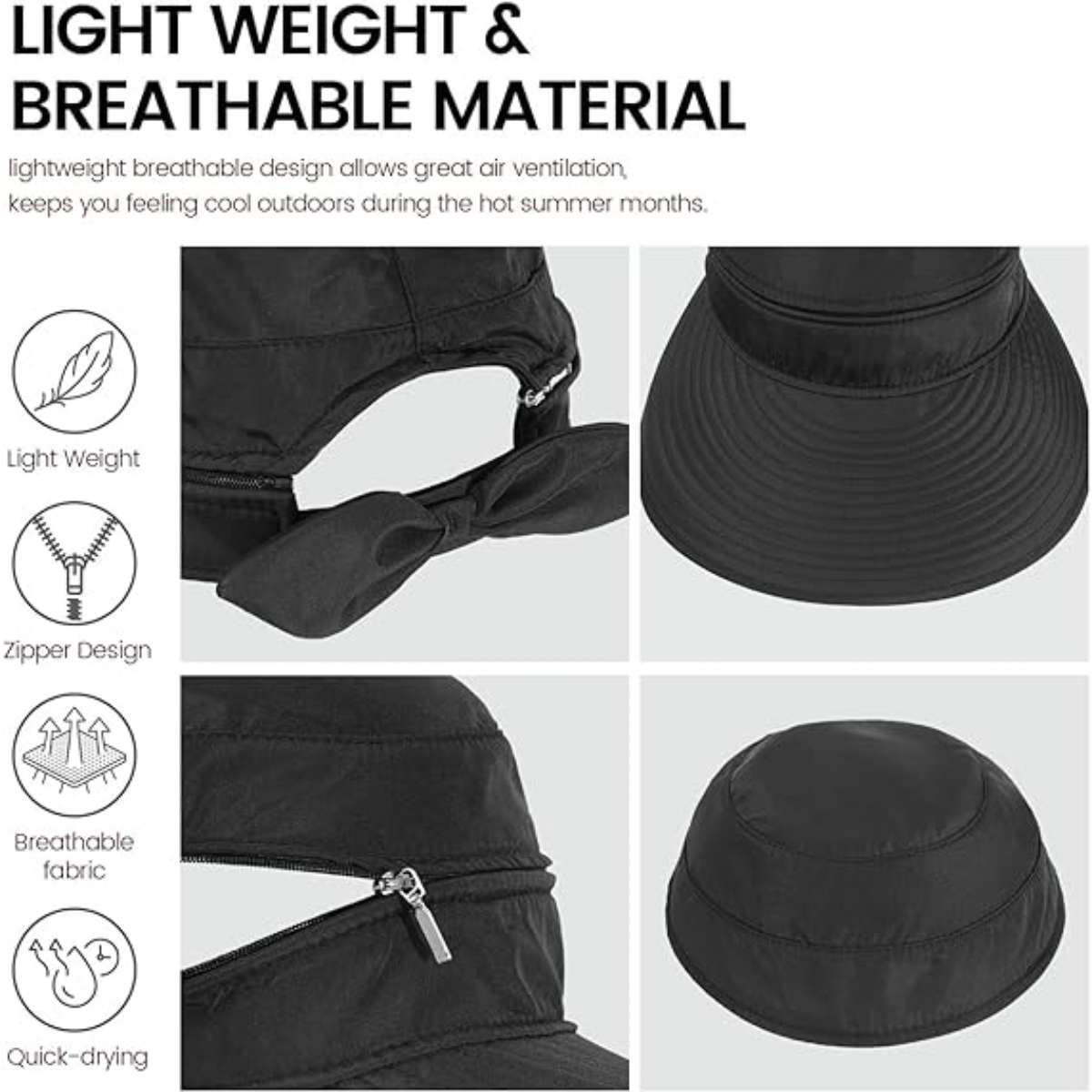 Simplicity Hats for Women UPF 50+ UV Sun Protective Convertible Beach Visor Hat