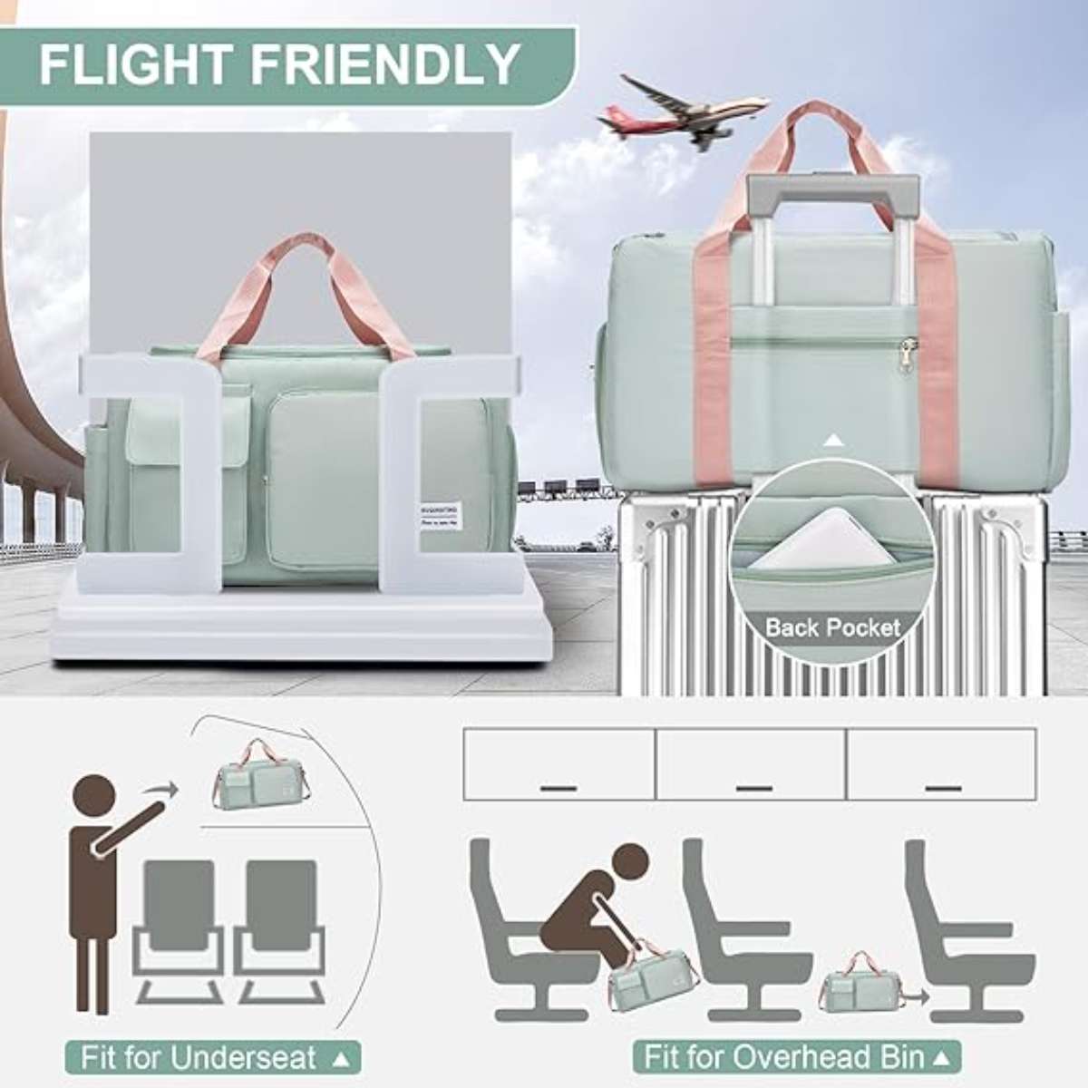 Women's small gym bag, travel duffle bag to carry with you for the weekend