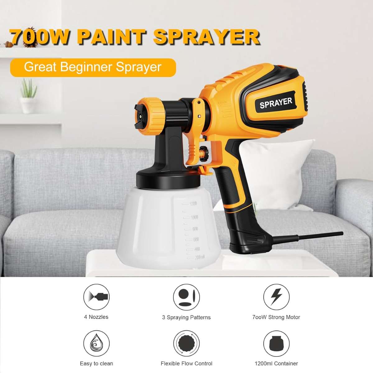 Paint Sprayer, 700W HVLP Spray Gun VF803 type