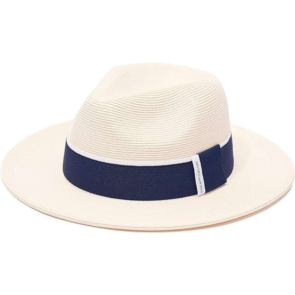 Pineapple&Star Sun Straw Fedora Beach Hat Fine Braid UPF50+ for Unisex