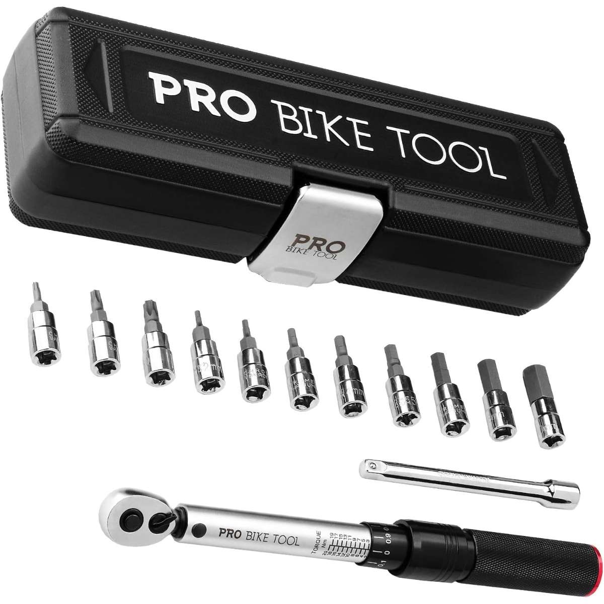 PRO BIKE TOOL 1/4 Torque Wrench Kit - Bicycle Torque Wrench - 2 to 20 Nm