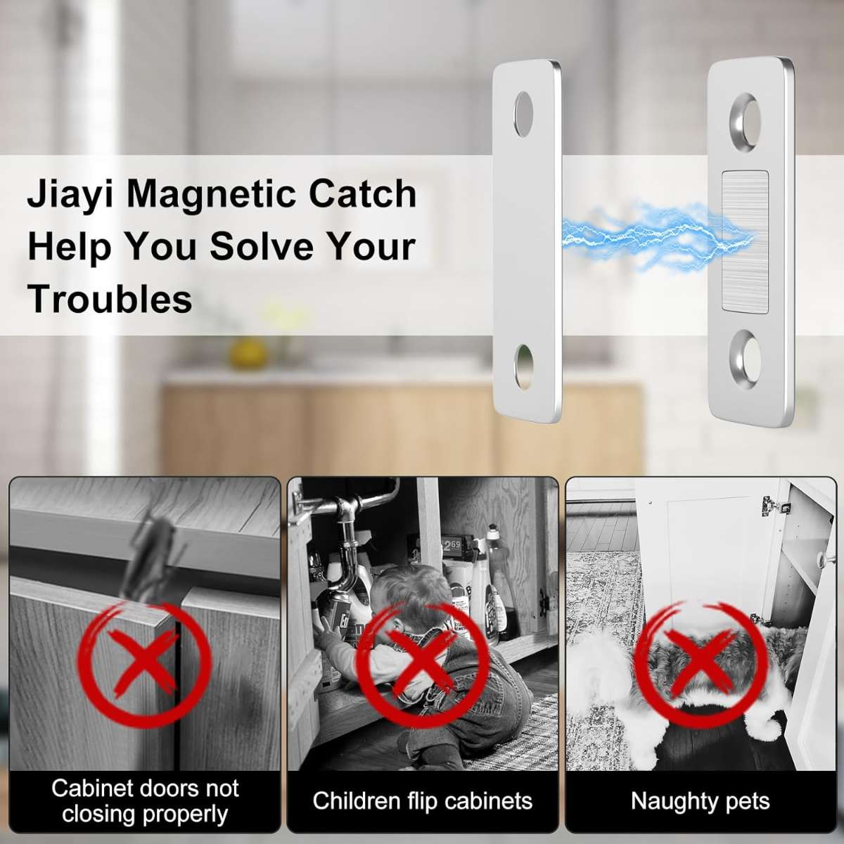 Cabinet Magnetic Lock Jiayi 4-Piece Slim Cabinet Door Magnetic Drawer