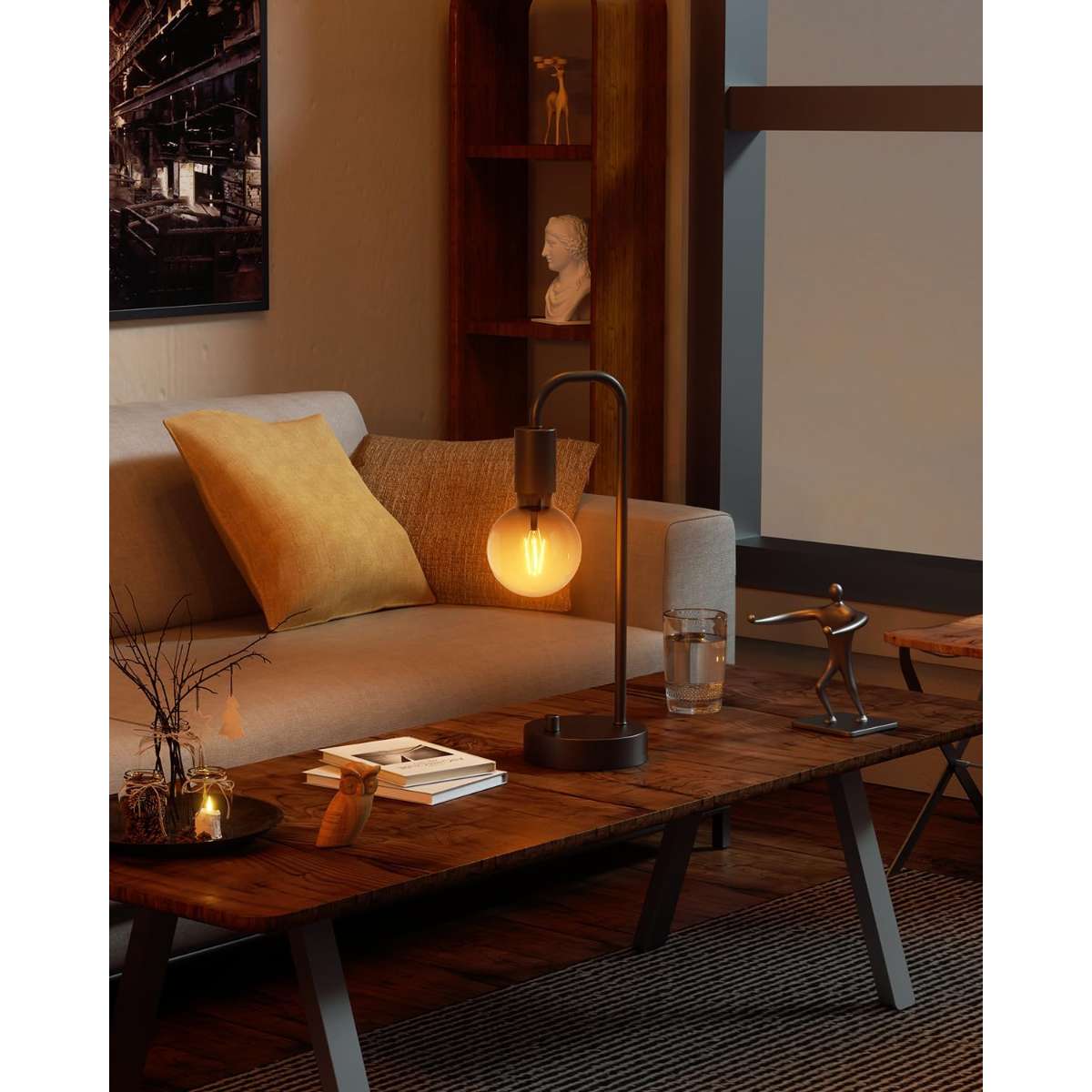 Industrial table lamp in the bedroom (bulb included)