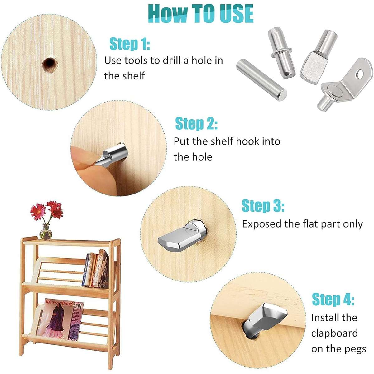 104Pcs Shelf Pin Kit (5mm&1/4 inch)