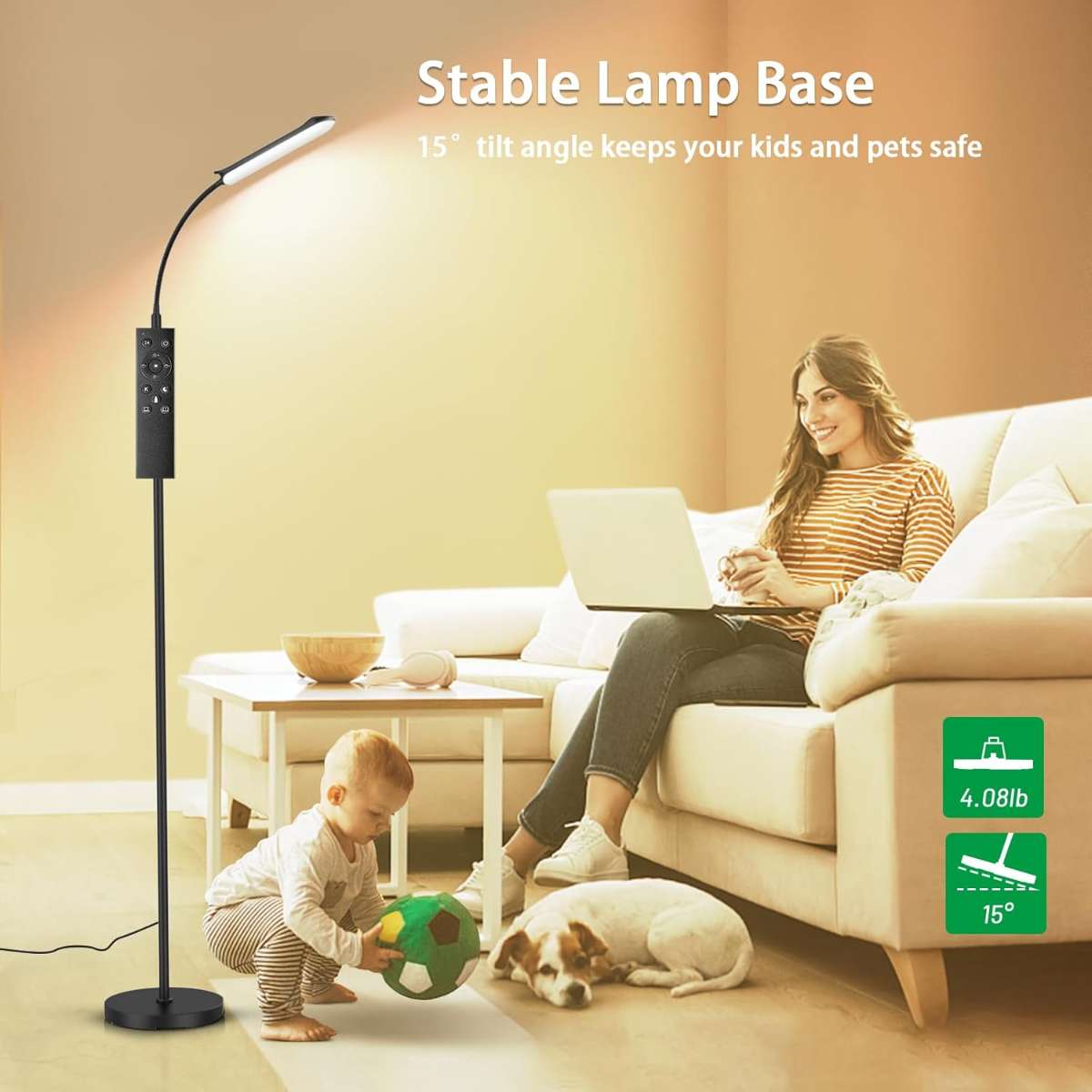 Brightech Litespan - Bright LED floor lamp for chairs, crafts and reading