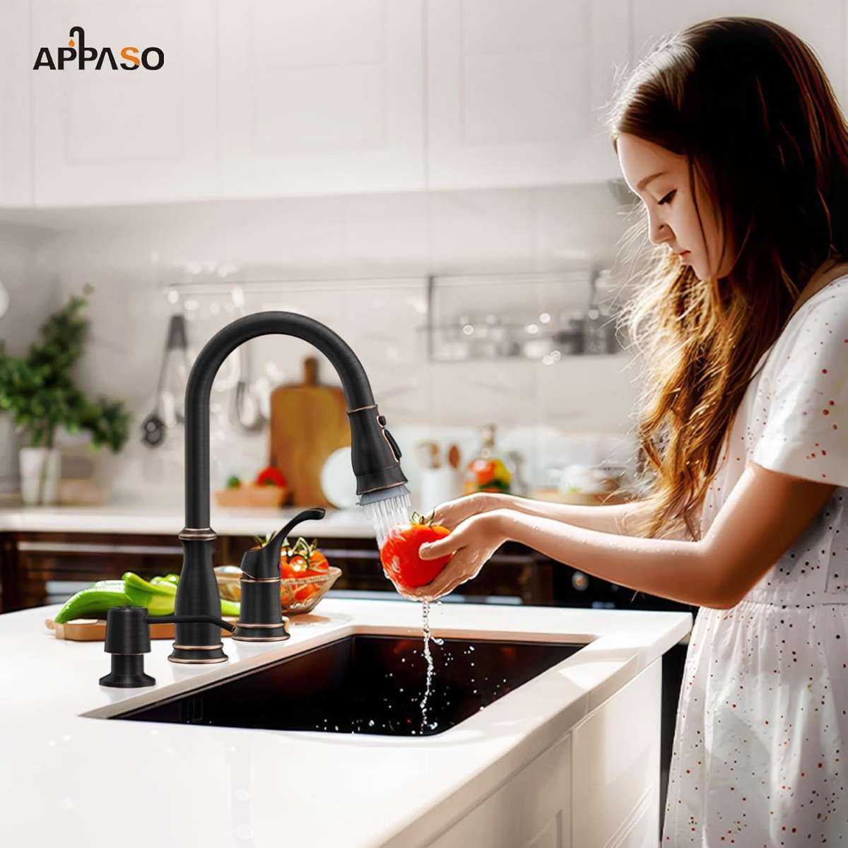 APPASO 3-HOLE KITCHEN FAUCET, ZINC ALLOY