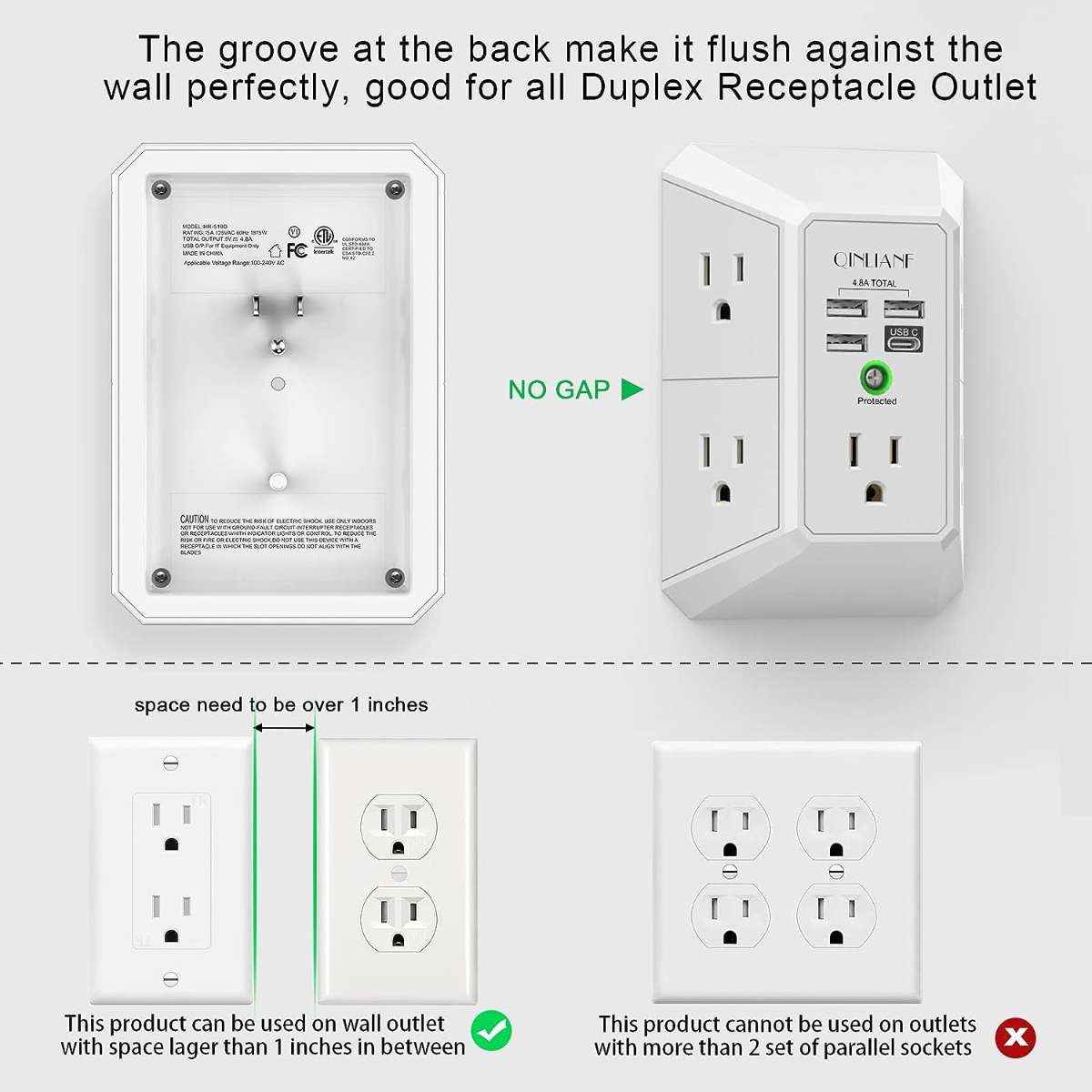 Wall Charger, Surge Protector (3U1C)