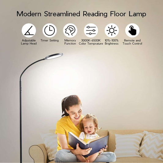Tenmiro LED Floor Lamp for Living Room (Black)