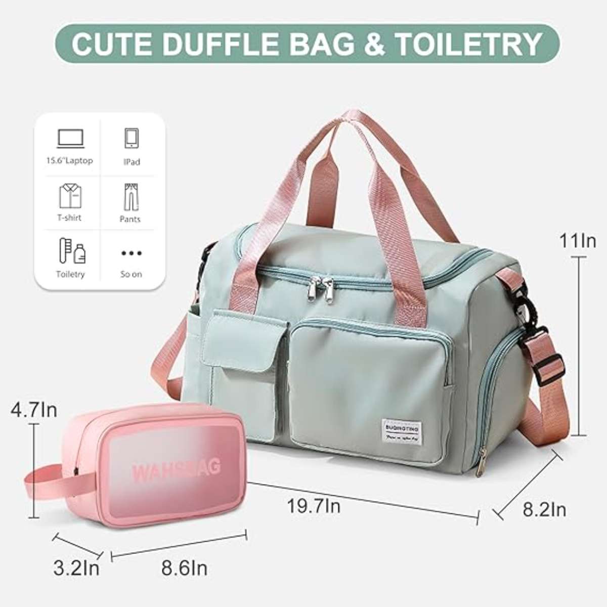Women's small gym bag, travel duffle bag to carry with you for the weekend
