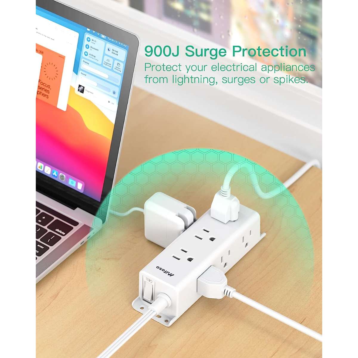 Surge Protector Power Strip - 9 wide pitch multi-outlets